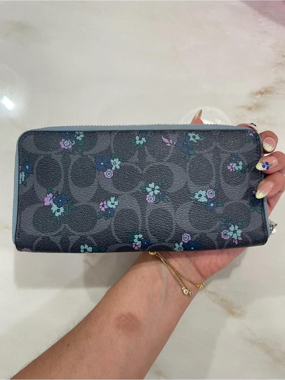 Coach Signature C Ranch Floral Long Zip Around Wallet